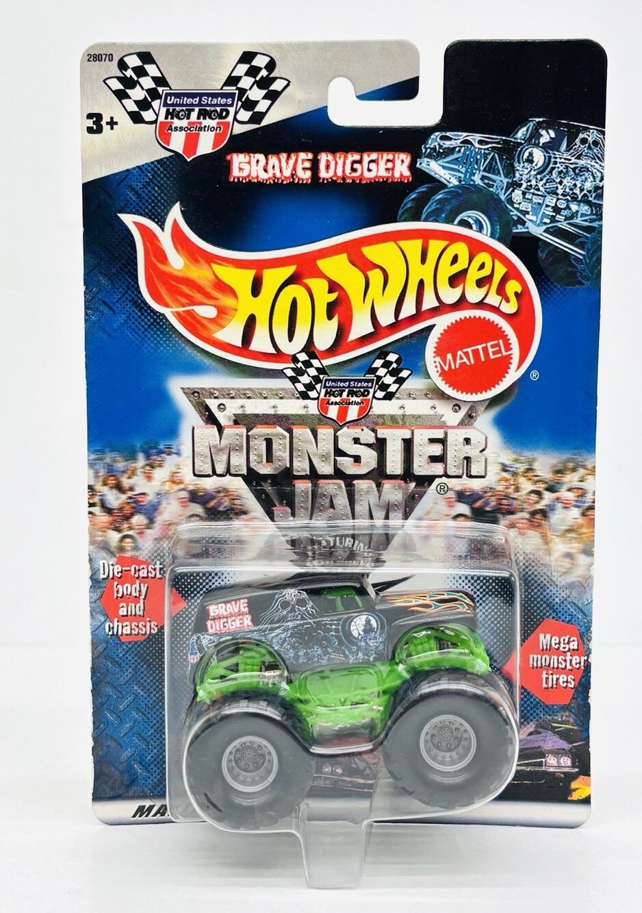 Hot Wheels Grave Digger 2000 Long Card Monster Jam Hot Rod Association 28070 New